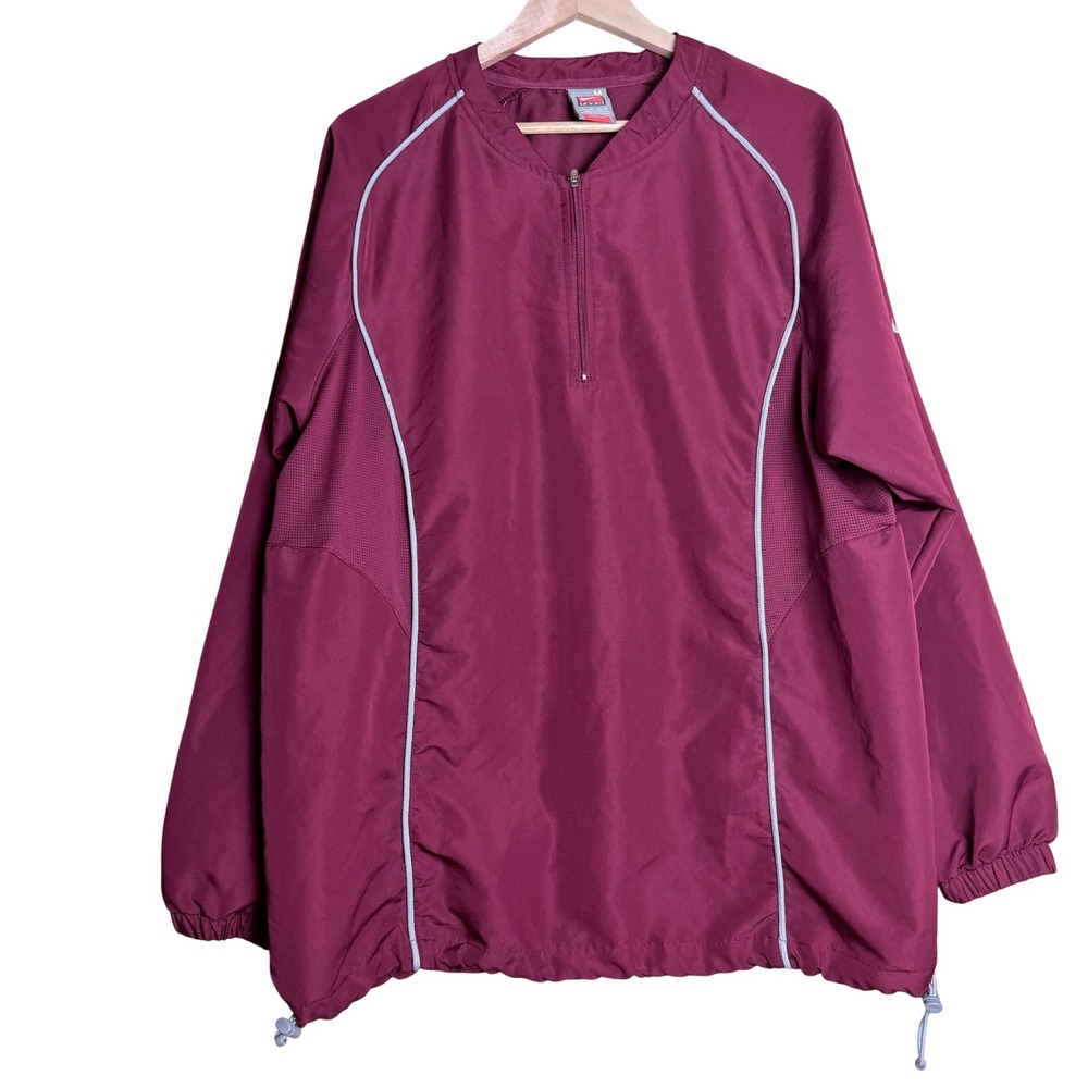 Nike Pullover Windbreaker Men Medium Maroon Sport 1/4 Zip Activewear Athletic